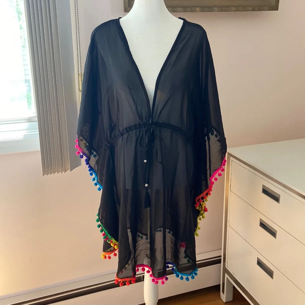Club Z Collection Black and rainbow colors Coverup